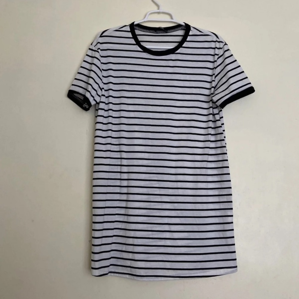 Black and white striped t shirt dress